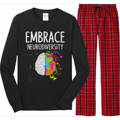 Teacher April Autism Awareness Embrace Neurodiversity Brain Long Sleeve Pajama Set