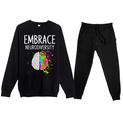 Teacher April Autism Awareness Embrace Neurodiversity Brain Premium Crewneck Sweatsuit Set