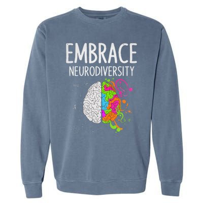 Teacher April Autism Awareness Embrace Neurodiversity Brain Garment-Dyed Sweatshirt