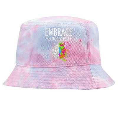 Teacher April Autism Awareness Embrace Neurodiversity Brain Tie-Dyed Bucket Hat