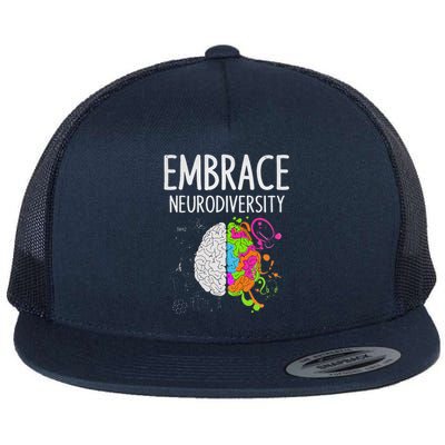 Teacher April Autism Awareness Embrace Neurodiversity Brain Flat Bill Trucker Hat