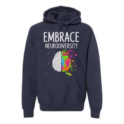 Teacher April Autism Awareness Embrace Neurodiversity Brain Premium Hoodie