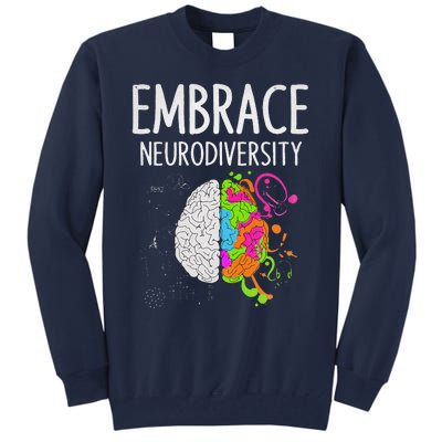 Teacher April Autism Awareness Embrace Neurodiversity Brain Tall Sweatshirt