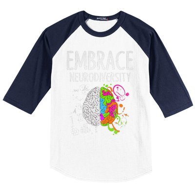 Teacher April Autism Awareness Embrace Neurodiversity Brain Baseball Sleeve Shirt