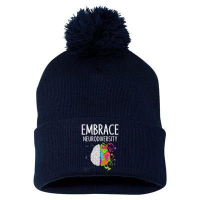 Teacher April Autism Awareness Embrace Neurodiversity Brain Pom Pom 12in Knit Beanie