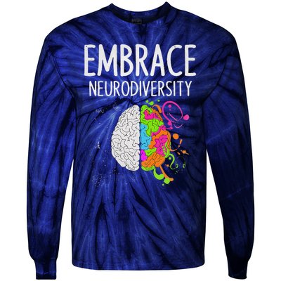 Teacher April Autism Awareness Embrace Neurodiversity Brain Tie-Dye Long Sleeve Shirt