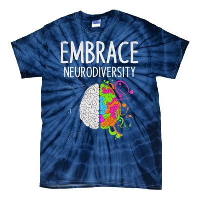 Teacher April Autism Awareness Embrace Neurodiversity Brain Tie-Dye T-Shirt