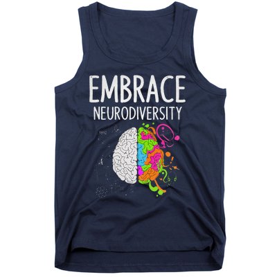 Teacher April Autism Awareness Embrace Neurodiversity Brain Tank Top