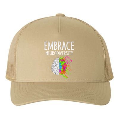 Teacher April Autism Awareness Embrace Neurodiversity Brain Yupoong Adult 5-Panel Trucker Hat