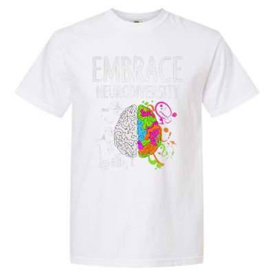 Teacher April Autism Awareness Embrace Neurodiversity Brain Garment-Dyed Heavyweight T-Shirt