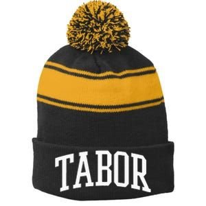 Tabor Athletic Arch College University @ Alumni Stripe Pom Pom Beanie