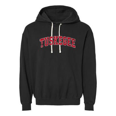 Tuskegee Alabama Al Vintage Sports Design Red Design Garment-Dyed Fleece Hoodie