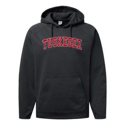 Tuskegee Alabama Al Vintage Sports Design Red Design Performance Fleece Hoodie