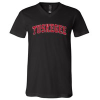 Tuskegee Alabama Al Vintage Sports Design Red Design V-Neck T-Shirt