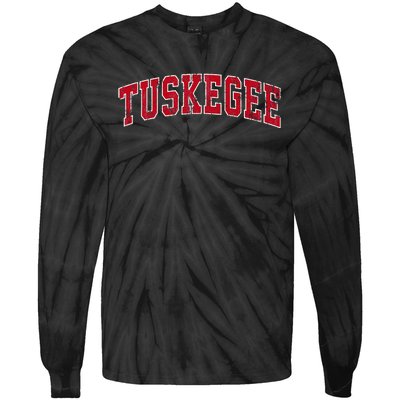 Tuskegee Alabama Al Vintage Sports Design Red Design Tie-Dye Long Sleeve Shirt