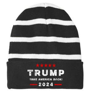 Trump Assassination Attempt You Missed Twice Striped Beanie with Solid Band