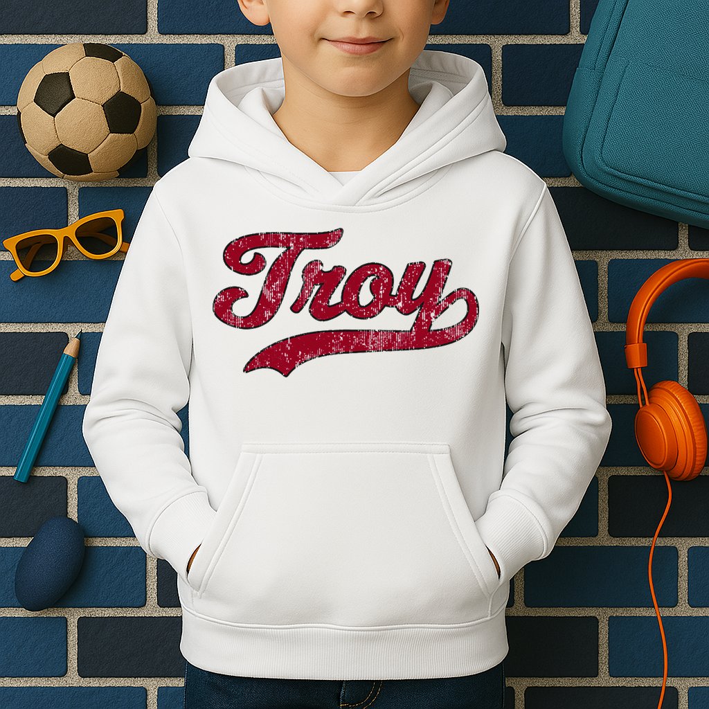 Troy Alabama Al Vintage Athletic Kids Hoodie