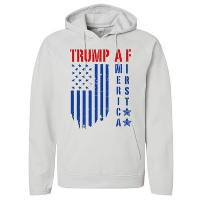 Trump Af America First Ultra Maga Design Performance Fleece Hoodie