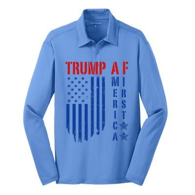 Trump Af America First Ultra Maga Design Silk Touch Performance Long Sleeve Polo