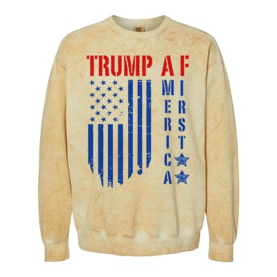 Trump Af America First Ultra Maga Design Colorblast Crewneck Sweatshirt