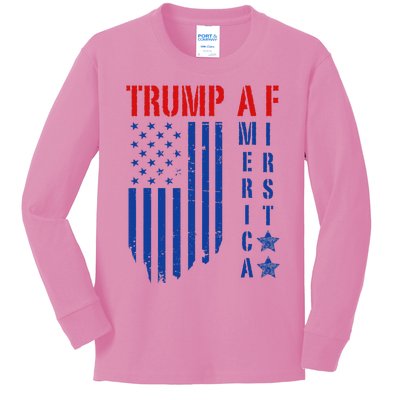 Trump Af America First Ultra Maga Design Kids Long Sleeve Shirt