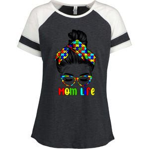 Th Autistic Autism Awareness Mom Life Gift Mom Funny Gift Enza Ladies Jersey Colorblock Tee