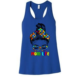 Th Autistic Autism Awareness Mom Life Gift Mom Funny Gift Women's Racerback Tank