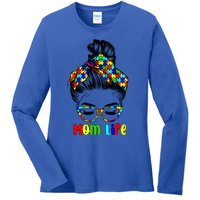 Th Autistic Autism Awareness Mom Life Gift Mom Funny Gift Ladies Long Sleeve Shirt