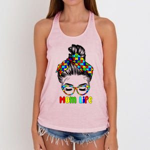 Th Autistic Autism Awareness Mom Life Gift Mom Funny Gift Women's Knotted Racerback Tank