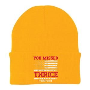 Trump Assassination Attempt Trump 2024 You Missed Thrice Knit Cap Winter Beanie