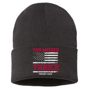 Trump Assassination Attempt Trump 2024 You Missed Thrice Sustainable Knit Beanie