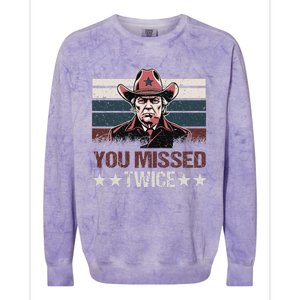 Trump Assassination Attempt Trump 2024 You Missed Twice Colorblast Crewneck Sweatshirt