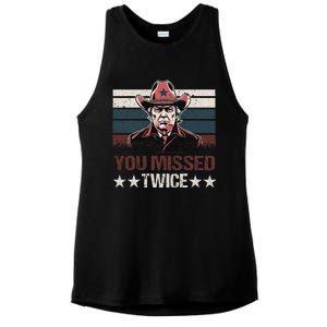 Trump Assassination Attempt Trump 2024 You Missed Twice Ladies PosiCharge Tri-Blend Wicking Tank