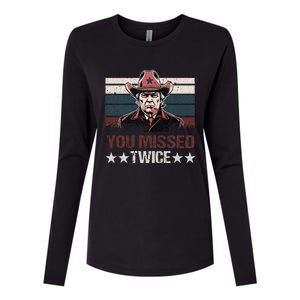 Trump Assassination Attempt Trump 2024 You Missed Twice Womens Cotton Relaxed Long Sleeve T-Shirt