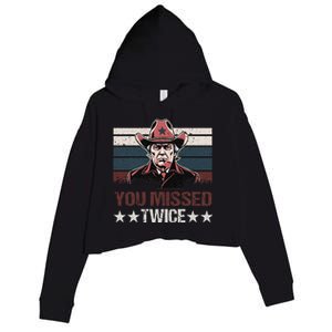 Trump Assassination Attempt Trump 2024 You Missed Twice Crop Fleece Hoodie