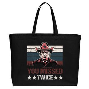 Trump Assassination Attempt Trump 2024 You Missed Twice Cotton Canvas Jumbo Tote