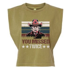 Trump Assassination Attempt Trump 2024 You Missed Twice Garment-Dyed Women's Muscle Tee