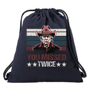 Trump Assassination Attempt Trump 2024 You Missed Twice Drawstring Bag