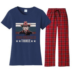 Trump Assassination Attempt Trump 2024 You Missed Twice Women's Flannel Pajama Set