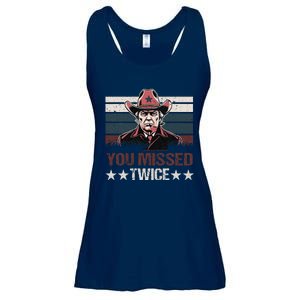 Trump Assassination Attempt Trump 2024 You Missed Twice Ladies Essential Flowy Tank