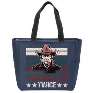 Trump Assassination Attempt Trump 2024 You Missed Twice Zip Tote Bag