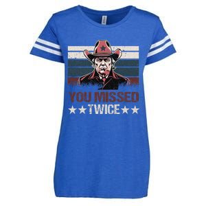 Trump Assassination Attempt Trump 2024 You Missed Twice Enza Ladies Jersey Football T-Shirt