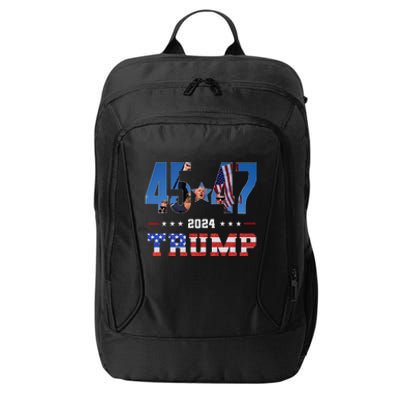 Trump Assassination Attempt Photo 45 47 Trump 2024 Usa Flag City Backpack