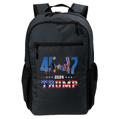 Trump Assassination Attempt Photo 45 47 Trump 2024 Usa Flag Daily Commute Backpack