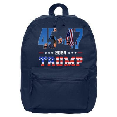 Trump Assassination Attempt Photo 45 47 Trump 2024 Usa Flag 16 in Basic Backpack