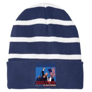 Trump Assassination Arrest This 2024 Trump Middle Fingers Trump Shooting Striped Beanie with Solid Band