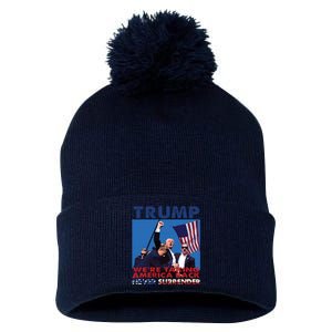 Trump Assassination Arrest This 2024 Trump Middle Fingers Trump Shooting Pom Pom 12in Knit Beanie