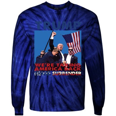 Trump Assassination Arrest This 2024 Trump Middle Fingers Trump Shooting Tie-Dye Long Sleeve Shirt