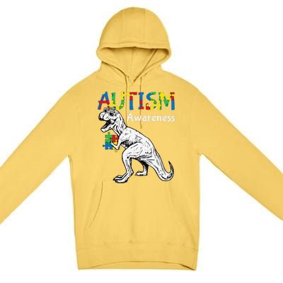 TRex Autism Awareness Cute Dinosaur Puzzle Piece Animal Premium Pullover Hoodie