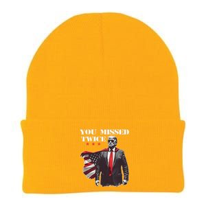 Trump Assassination Attempt Trump 2024 You Missed Twice Knit Cap Winter Beanie